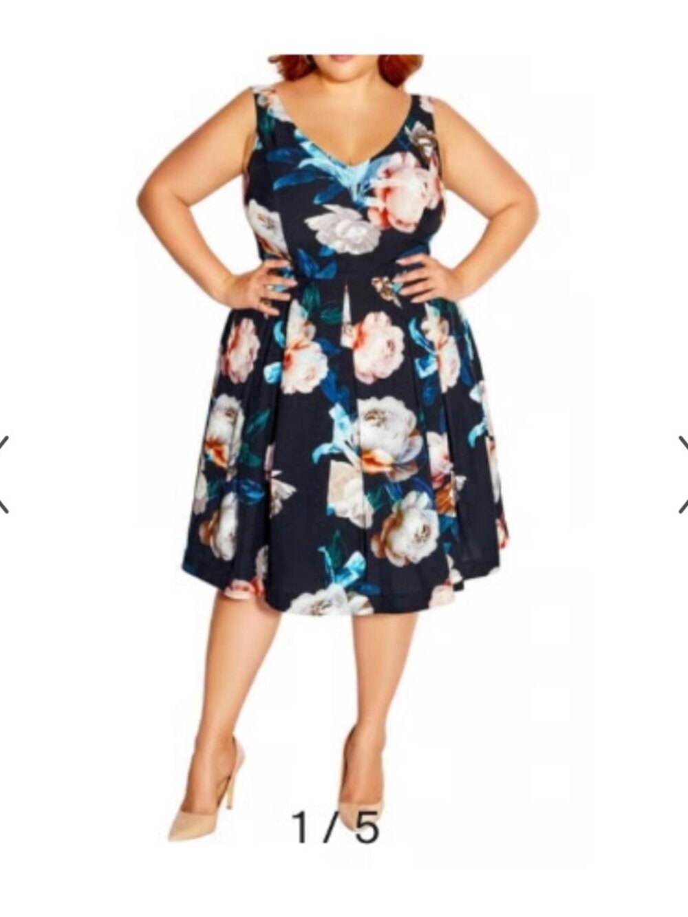 City Chic Sandra Floral A-Line Dress Size M/18 EUC
